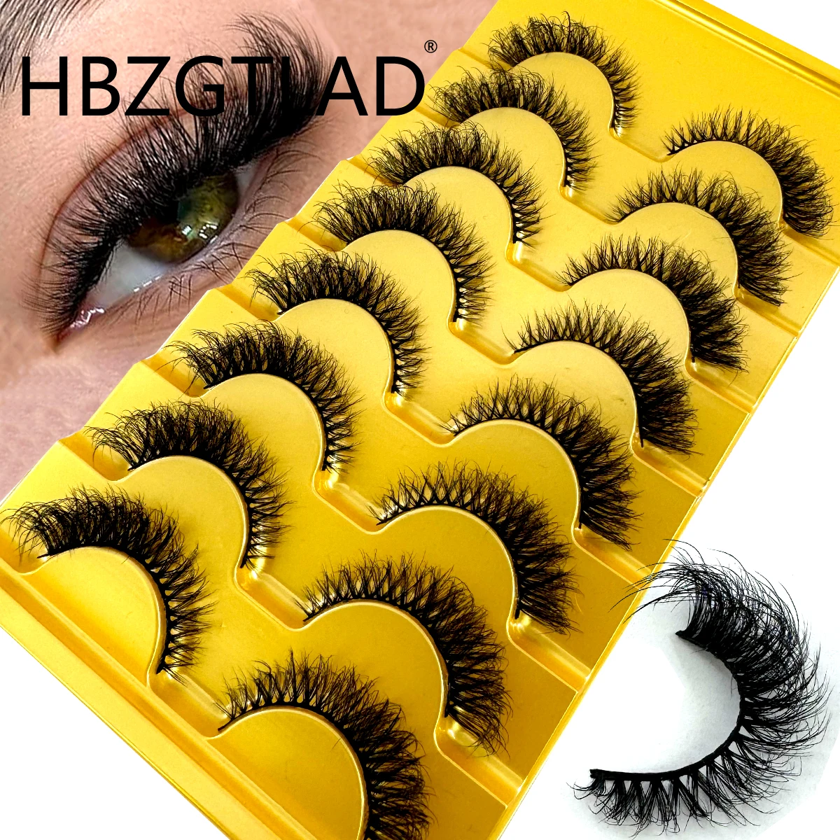 Eyelash Extension Cat Eye Wispy - HBZGTLAD, 8 pares de pestañas de