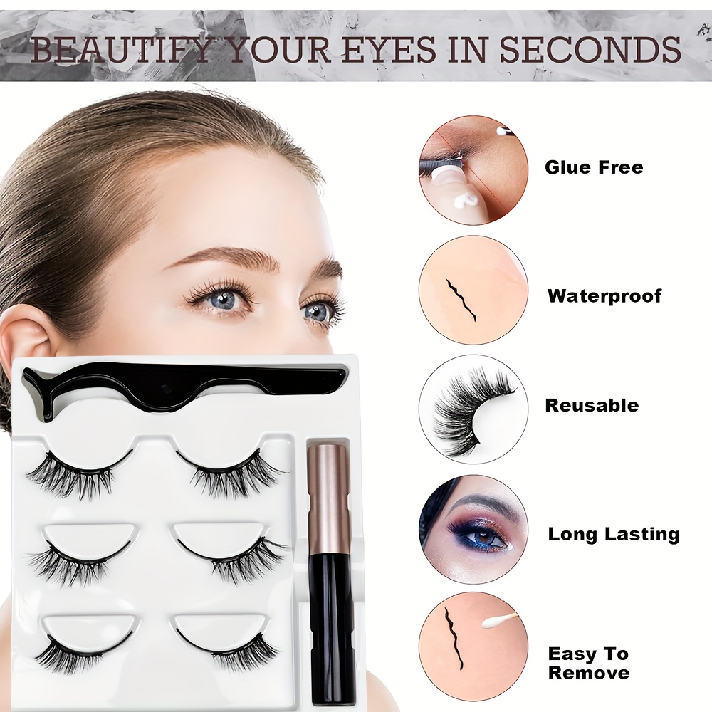 Juego de pestañas magnéticas 3 - Eyelash Extension Permanent reseña y precio